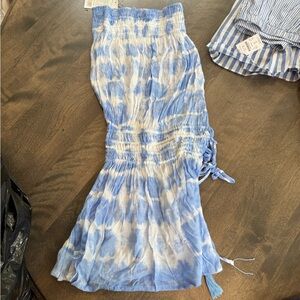 Tiare Hawaii Blue and White Bubble Maxi Skirt